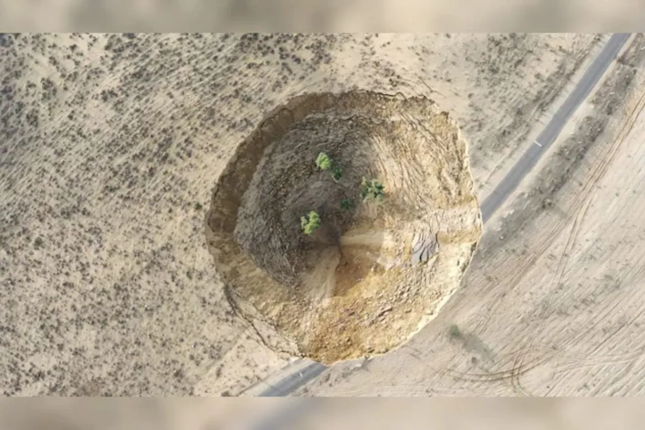 Bikaner's land subsidence shot with drone camera