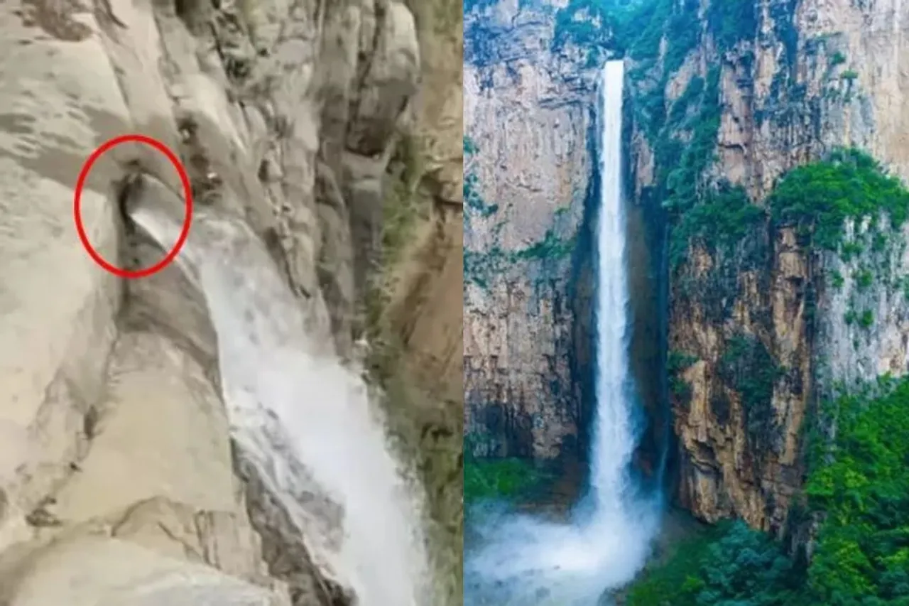 Hiker discovers a secret water pipe feeding China’s Yuntai waterfall