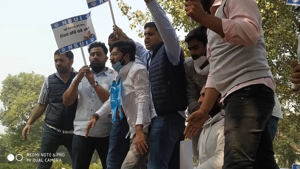 NSUI hold protests demanding climate activist Disha Ravi's release