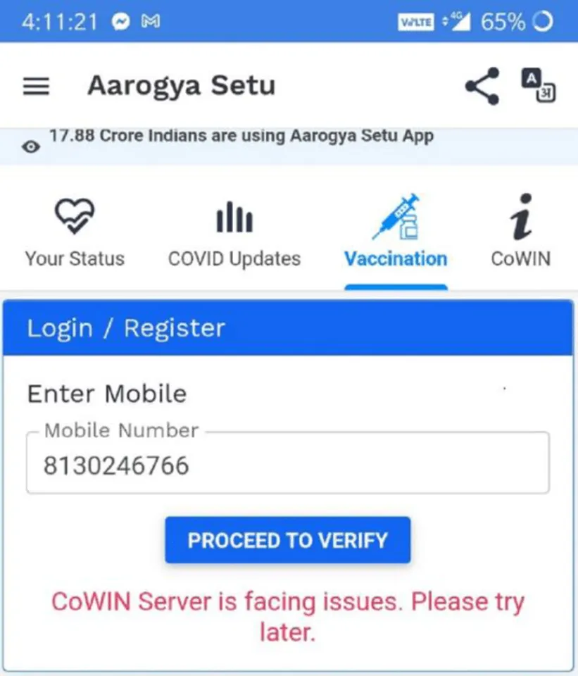 Phase 3 vaccination: CoWIN and Aarogya Setu go down, users complain on Twitter