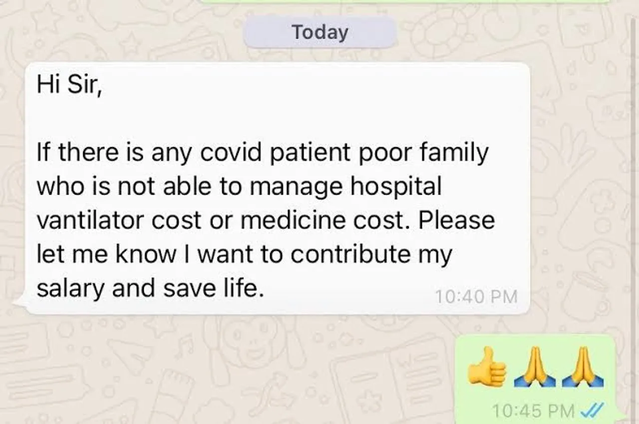 Vegetable seller's son wants to contribute his salary to save life of COVID patients