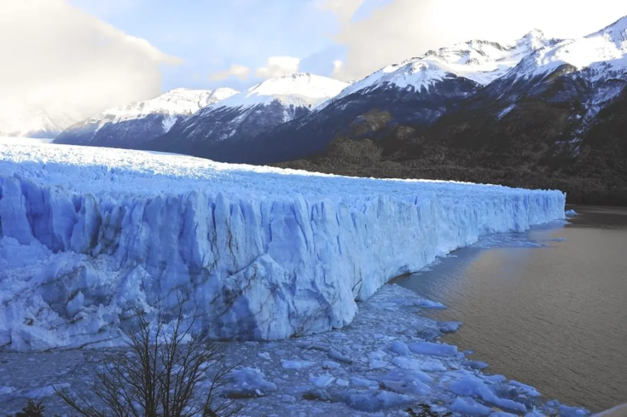 Glacier ice on mountain tops