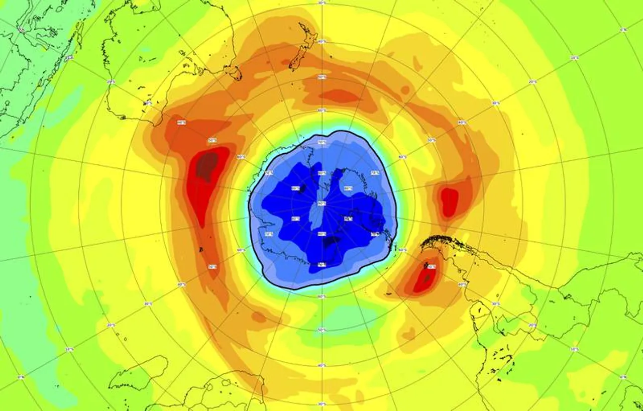 Ozone hole over the South Pole already outsizes Antarctica