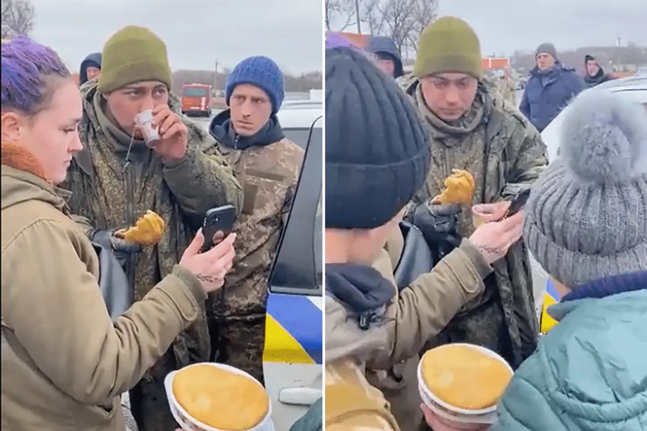 Russian soldier surrendered, Ukrainians gave him tea