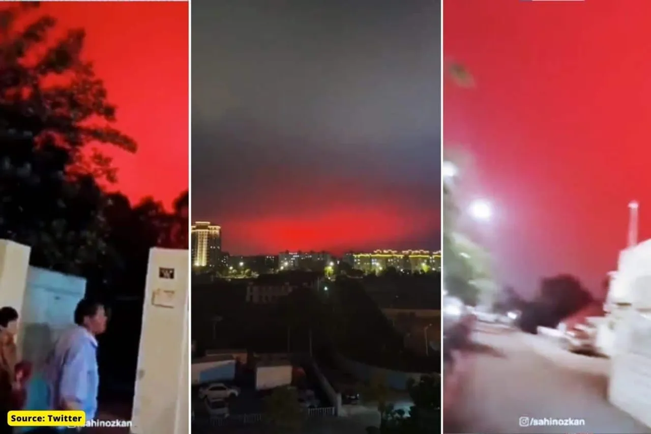 What turned the sky red in China; Here's the reason