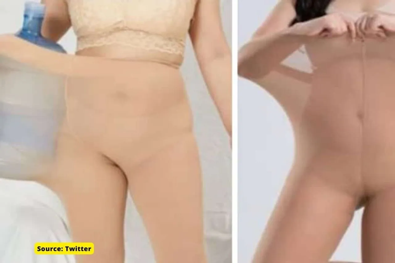 Shein posts pics of model posing with water bottle to promote plus-size tights, criticised