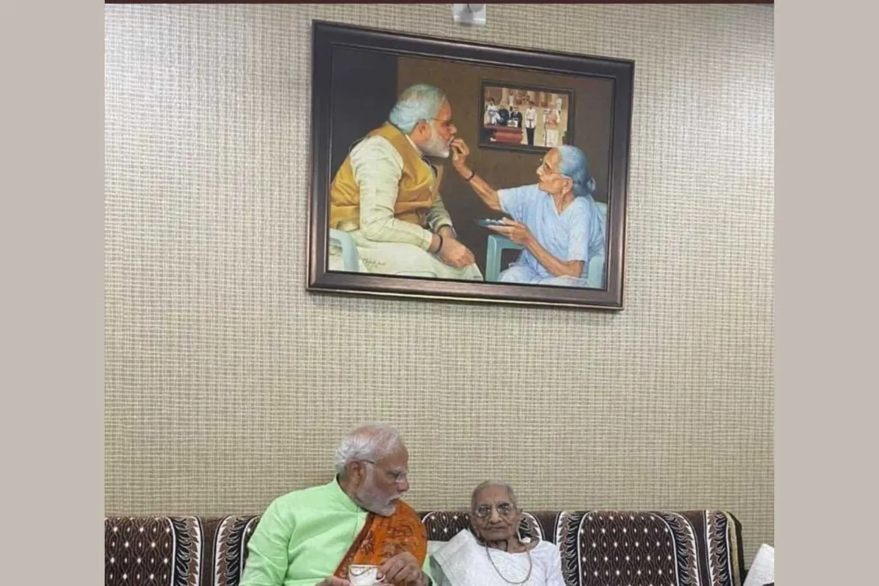 controversy on picture hung on the wall of heeraben modi'd house