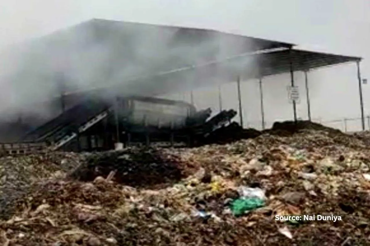 aadampur landfill site bhopal burning