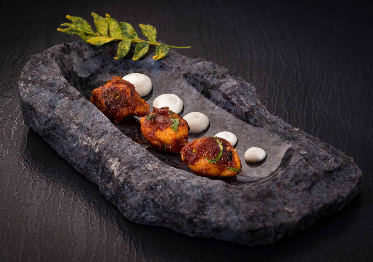 1 Stir Fried Chicken Buttermilk mousse curry leaf tempura