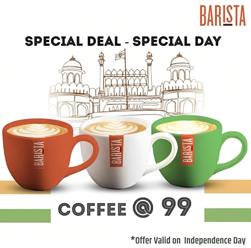 Barista Coffee celebrates Independence Day with a Special offer - Coffee at Just 99