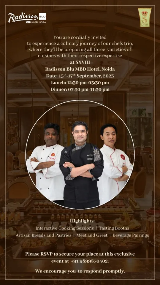 The SXVIII Radisson MBD Noida Welcomes You to “3 Stories” Culinary Extravaganza