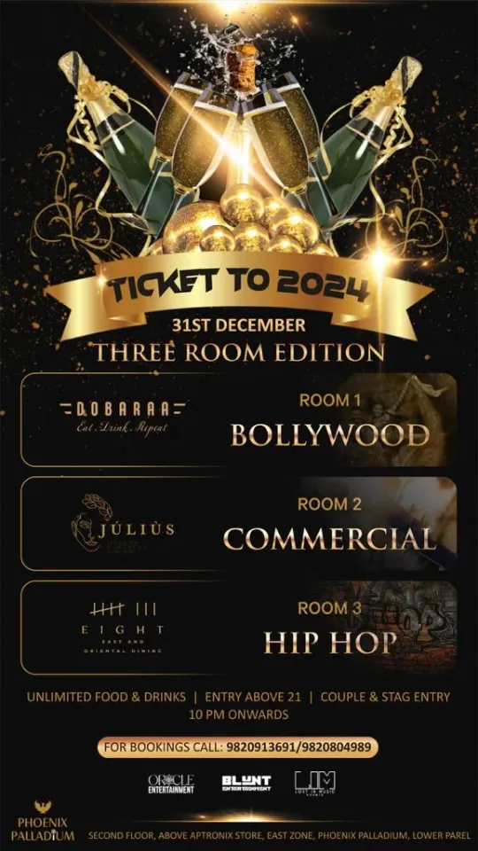 A 3-Room Party this NYE at World of Craft Floor of Palladium, Lower Parel