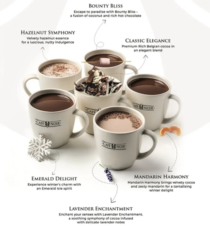 This Christmas, Sip into Winter Bliss with Café Noir's Exquisite Hot Chocolate Menu