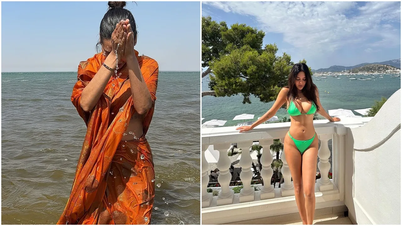 আঁচল দিয়ে গা ঢেকে মহাকুম্ভে পুণ্যস্নান 'বোল্ড বিউটি' এষার 