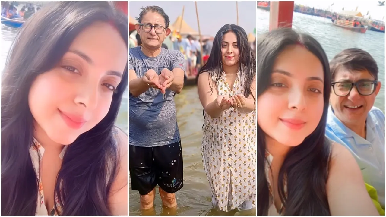 sreemoyee-kanchan visits maha kumbh