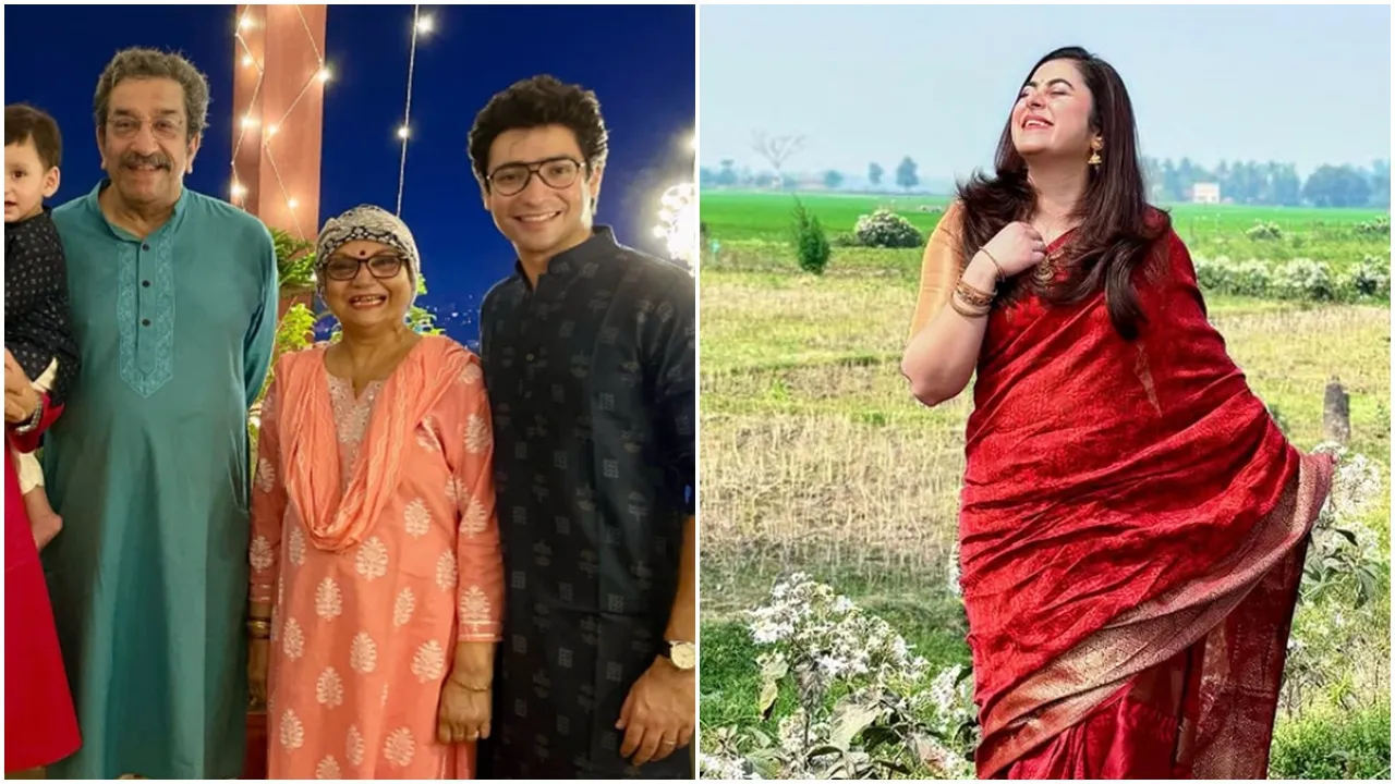 Bengali actress Ridhima Ghosh wears mother in law mithu Chakrabortys saree tollywood
