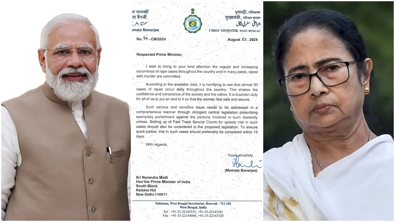 mamata Banerjee writes to Narendra modi