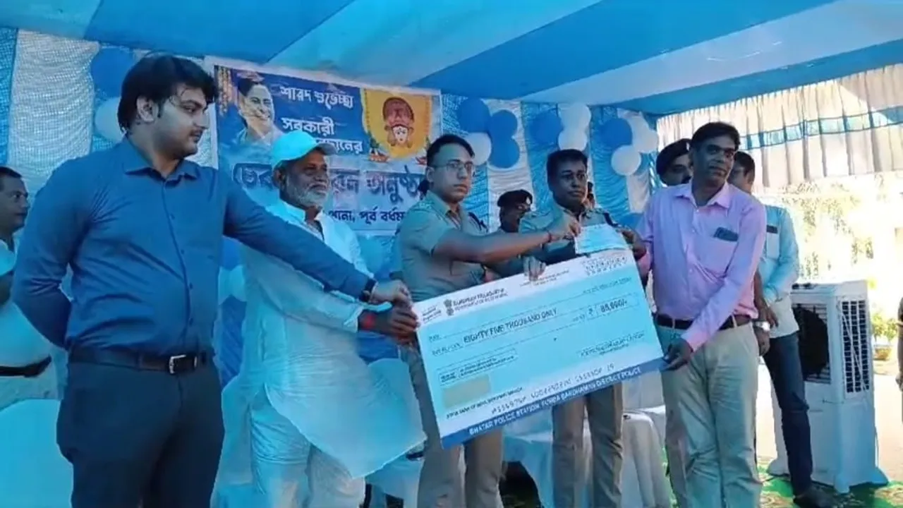 Durga puja donation 2024, purba bardhaman tmc mla mangobinda adhikari controversial speech, পূর্ব বর্ধমান, ভাতার, মানগোবিন্দ অধিকারী