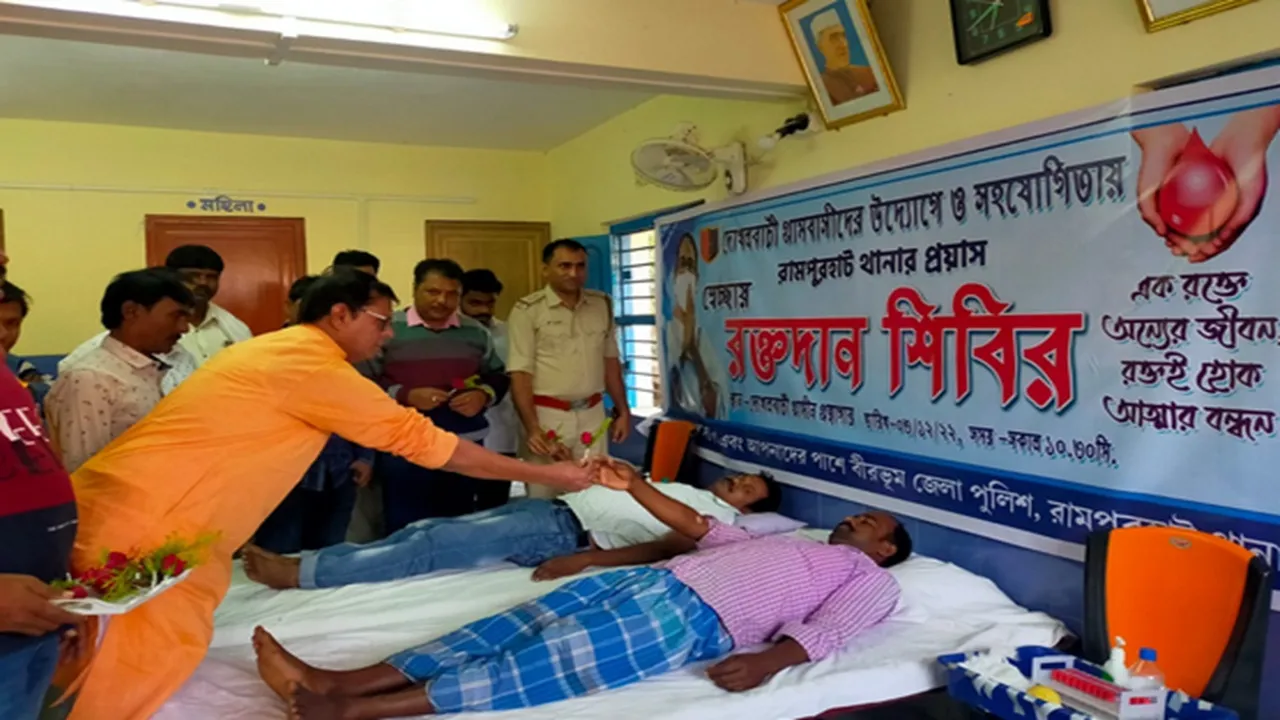blood donation camp at birbhum dakhalbati village