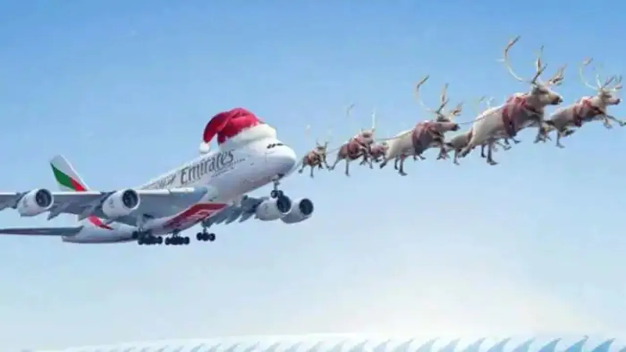 trending Video, viral video, Reindeer carrying airplane in sky, Christmas video, trending Santa clause video, viral Christmas video, airplane Christmas video, special wish video, Christmas message video, Trending Xmas Video