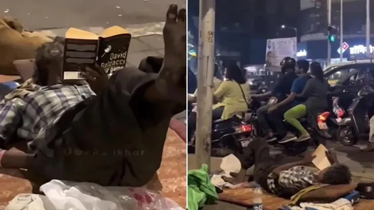 traffic,Viral video,footpath,English Novel,old man was reading English novel,Ajab Gajab news,Trending news,Weird news