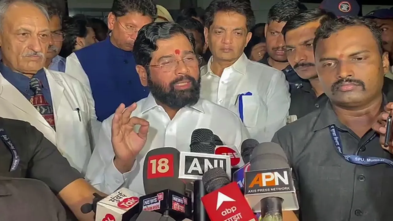 Eknath Shinde speaks to the media