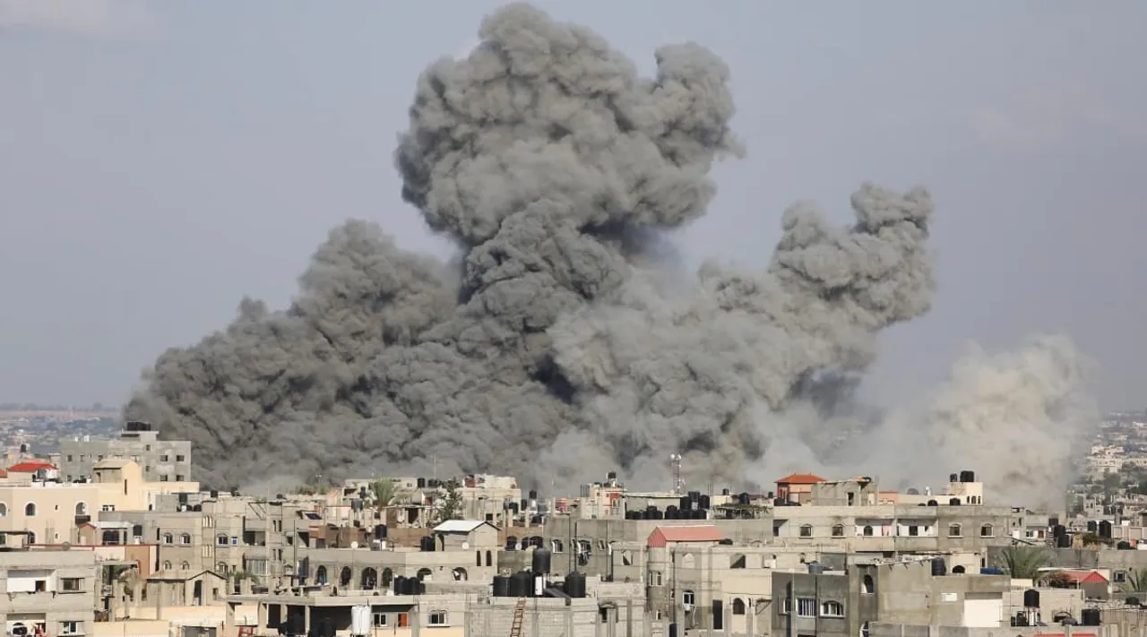 Smoke rises following Israeli airstrikes