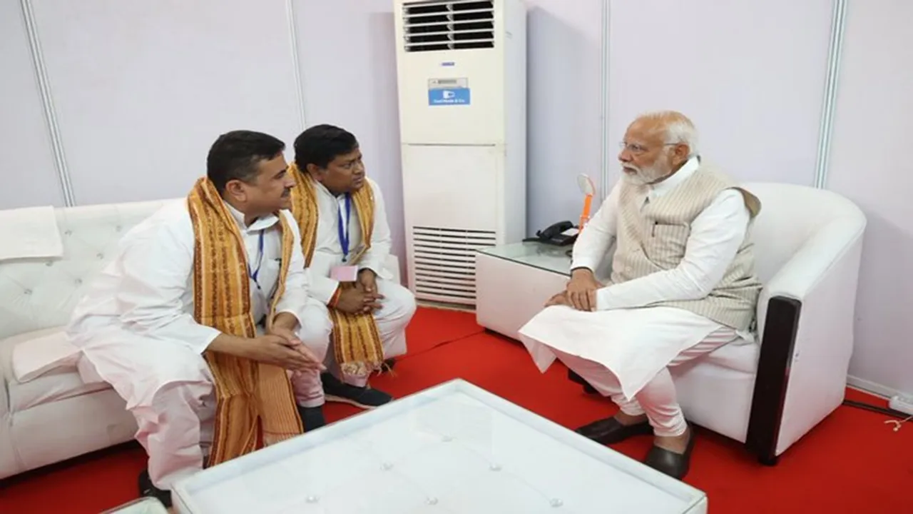 Narendra Modi had 10-minute meeting with Suvendu Adhikari and Sukant Majumder to shake up TMC , শুভেন্দু সুকান্তর সঙ্গে মোদীর বৈঠক