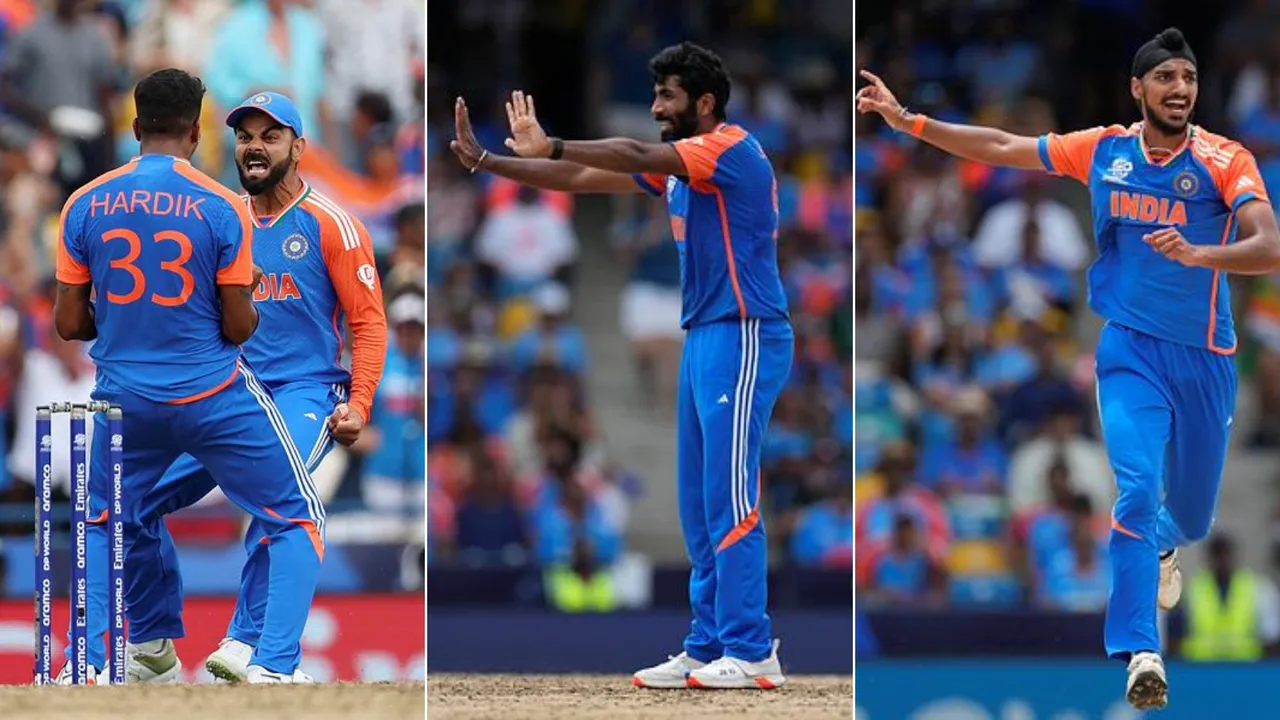 Jasprit Bumrah, Hardik Pandya and Arshdeep Singh pulled off a stunning heist with the ball at the death for India. (AP)