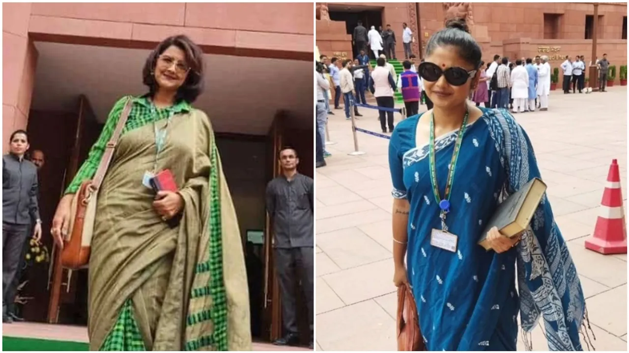 Rachana Banerjee and saayoni Ghosh at parliament with fashion sense