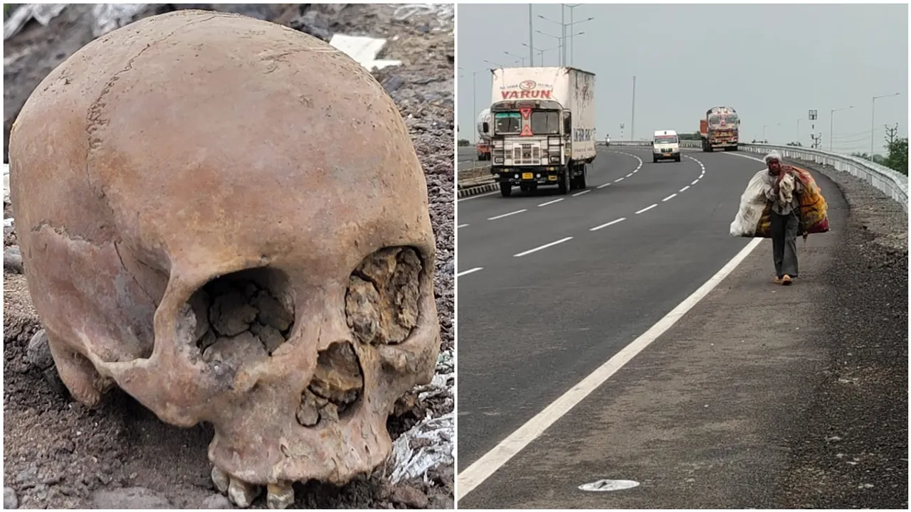 skeleton came up while national highway extension work on going at purba bardhaman