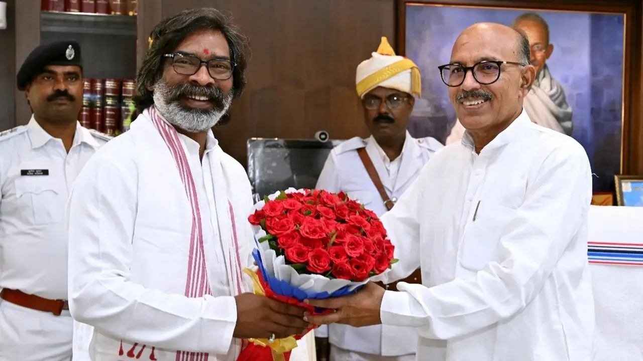 Jharkhand CM Hemant Soren with Speaker Rabindra Nath Mahato