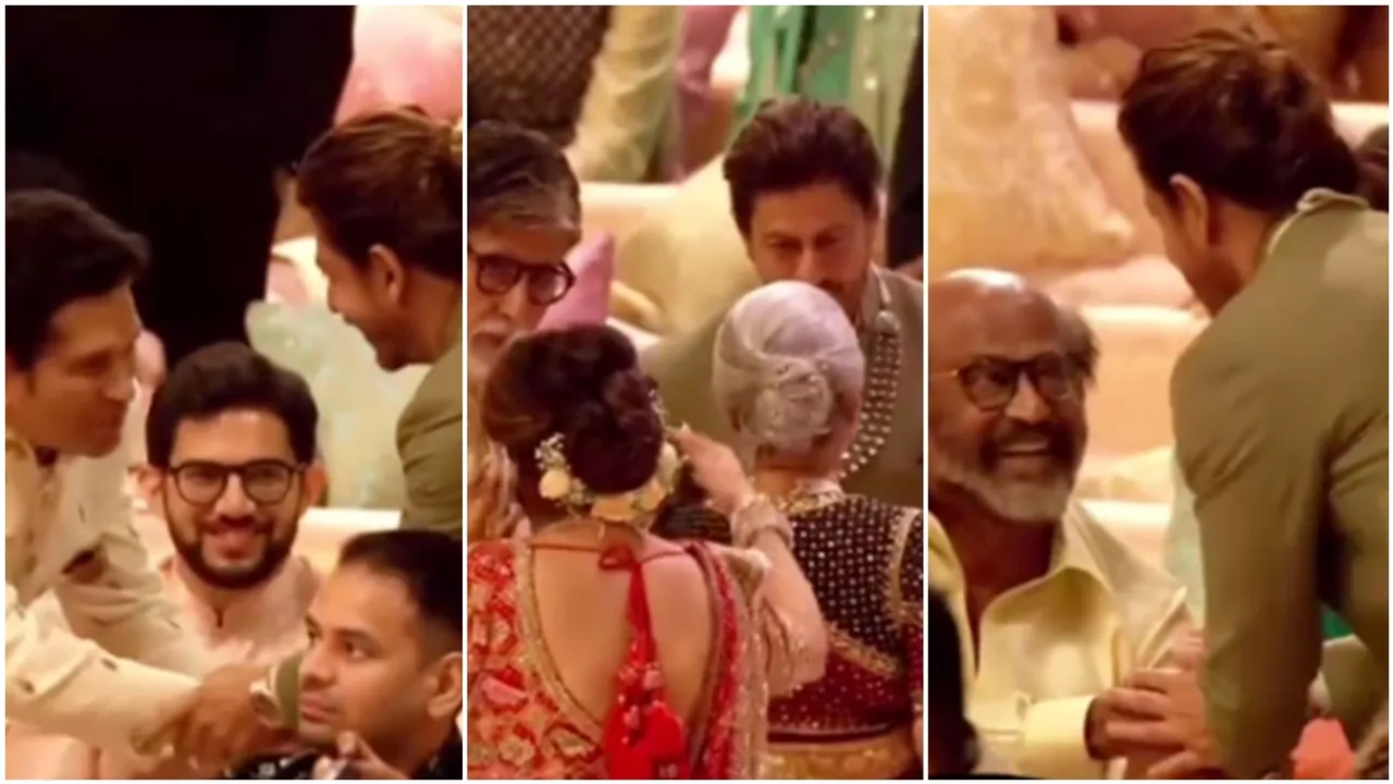 Shah Rukh Khan polite gesture with amitabh and rajnikant goes viral anant radhika wedding