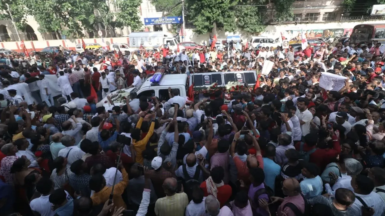 former cm CPM leader Buddhadeb Bhattacharjee, last rites, বুদ্ধদেব ভট্টাচার্যের শেষ যাত্রা, বুদ্ধদেব ভট্টাচার্য