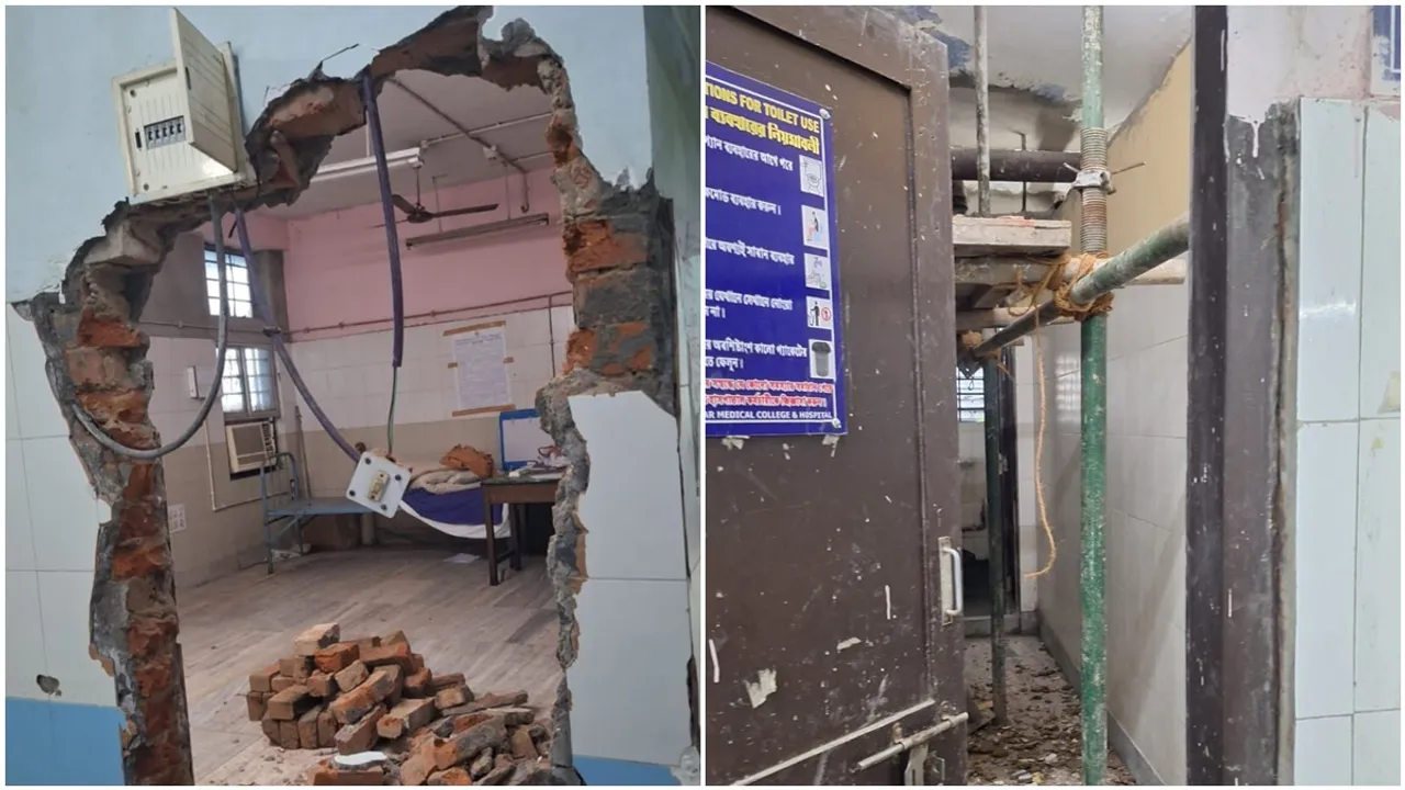 demolation of wall of rg kar medical college makes controversy, আরজি কর, সেমিনার রুম, দেওয়াল ভাঙা, চিকিৎসক খুন