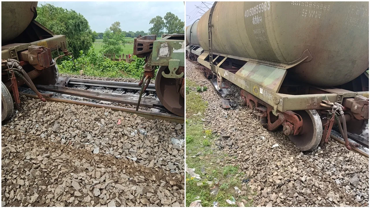 "train,railway,west bengal,goods train,derailed,Rangapani railway station"