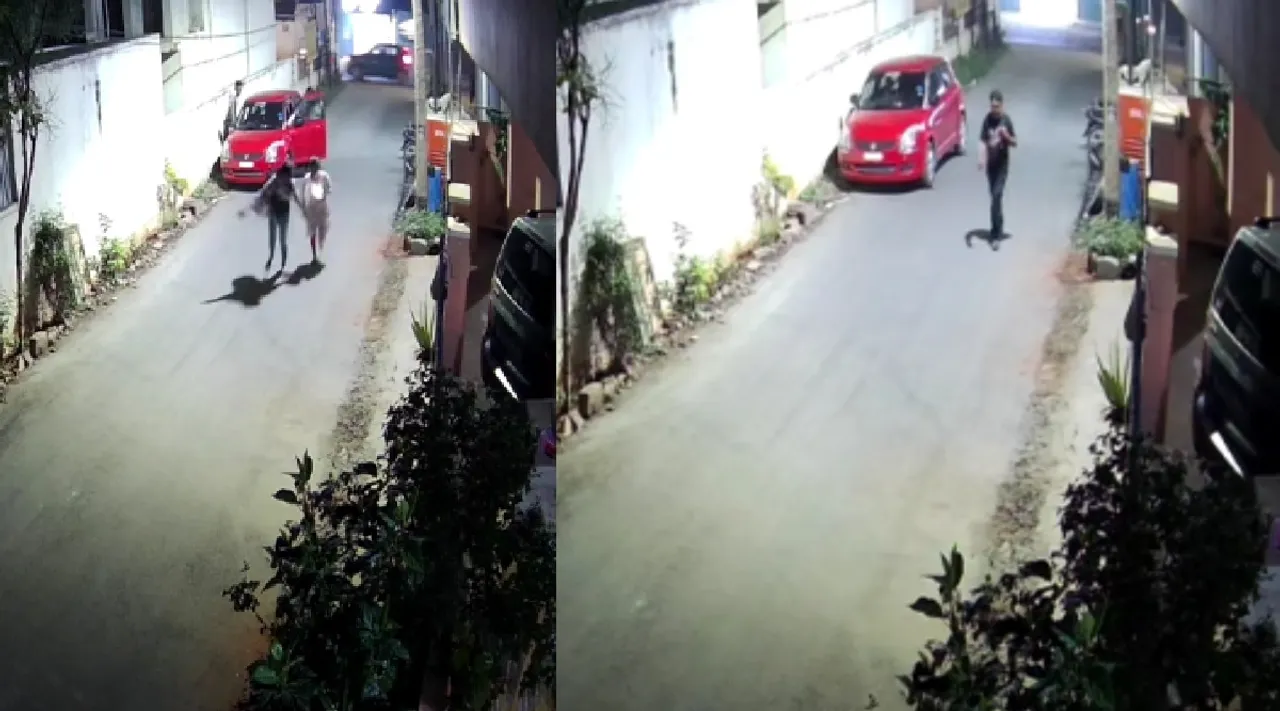 Coimbatore attack on private hostel guard CCTV footage mysterious assailant following the women Tamil News 