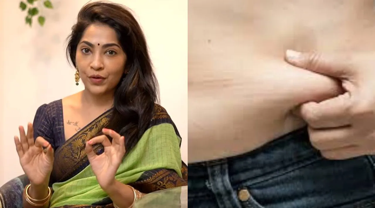 vj ramya belly fat