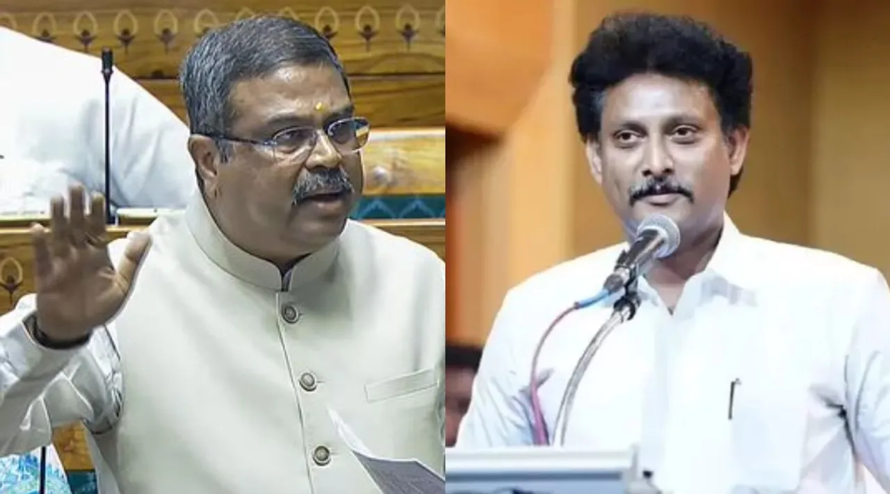 TN Minister Anbil Mahesh and Trichy Siva DMK on Dharmendra Pradhan speech Tamil News