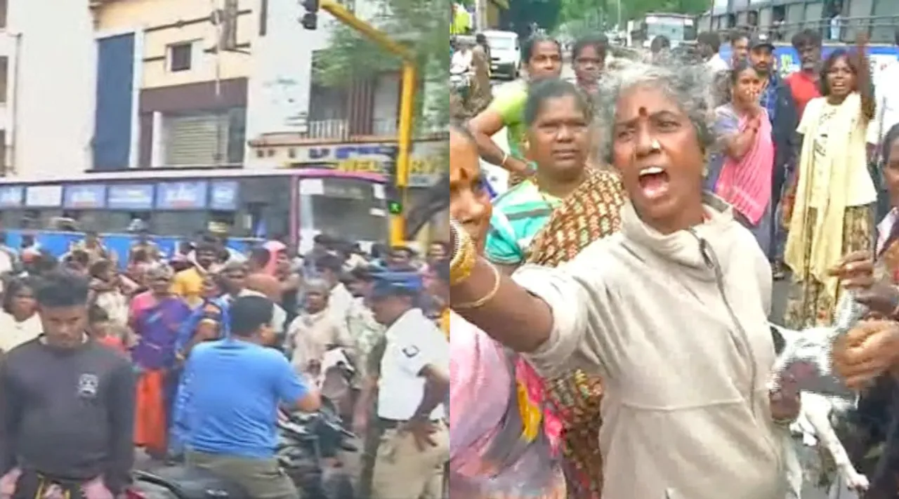 Chennai Rayapuram people block road and protest tamil news 