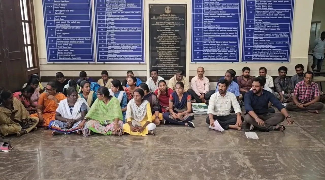 Coimbatore Revenue Department officials wait strike at collector office Tamil News 