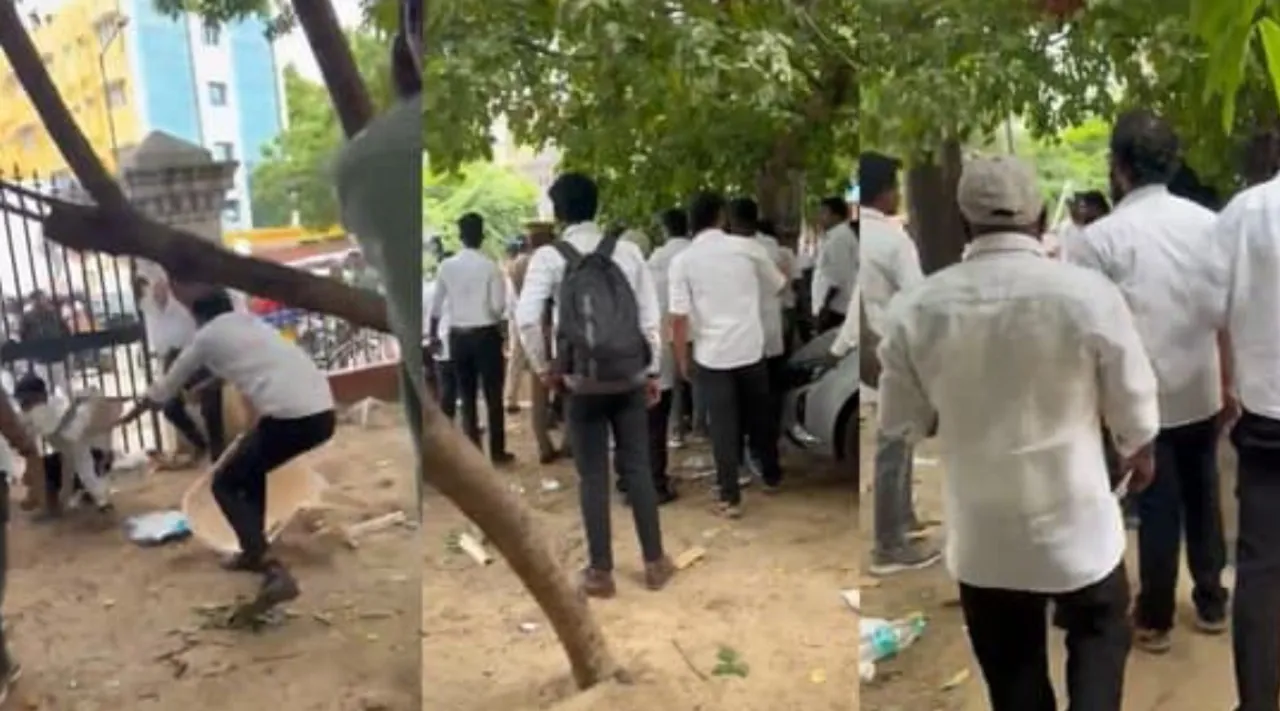 Two groups of advocates clash at Egmore Court campus video goes viral Tamil News 