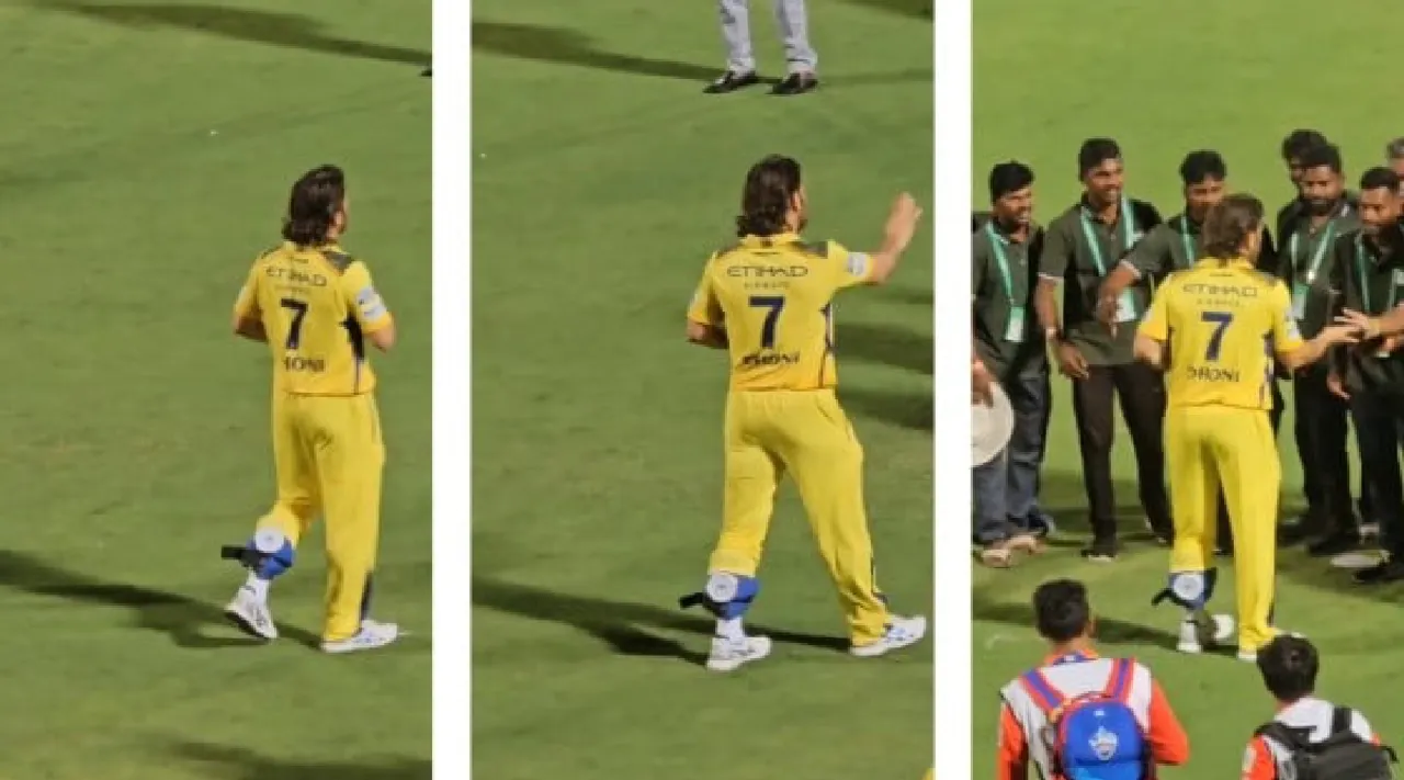 MS Dhoni What was that thing strapped on CSK star ankle after Delhi game Tamil News 