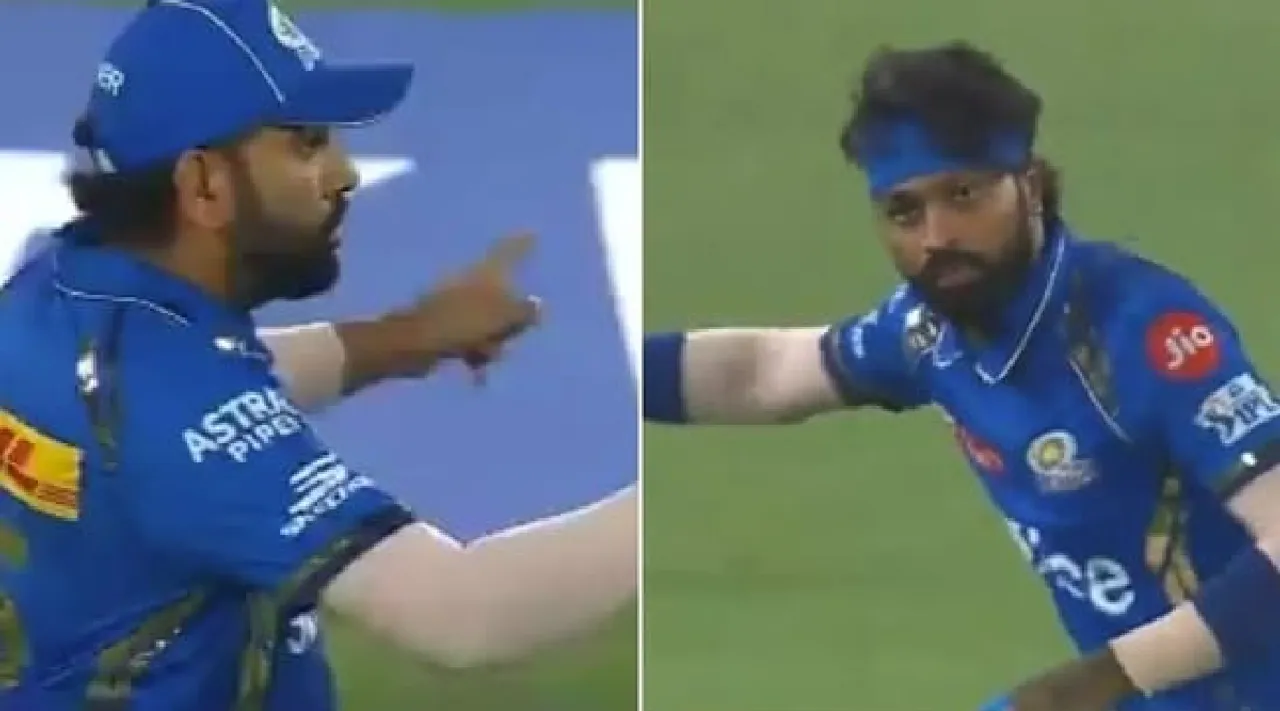  Rohit Sharma takes over sends MI captain Hardik Pandya to the boundary fan react Tamil News 