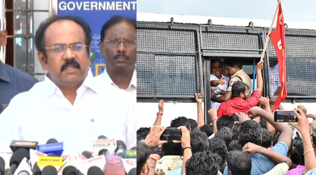 TN Minister Thangam Thenarasu on Samsung Strike in Kancheepuram employees and CITU leader arrested Tamil News 