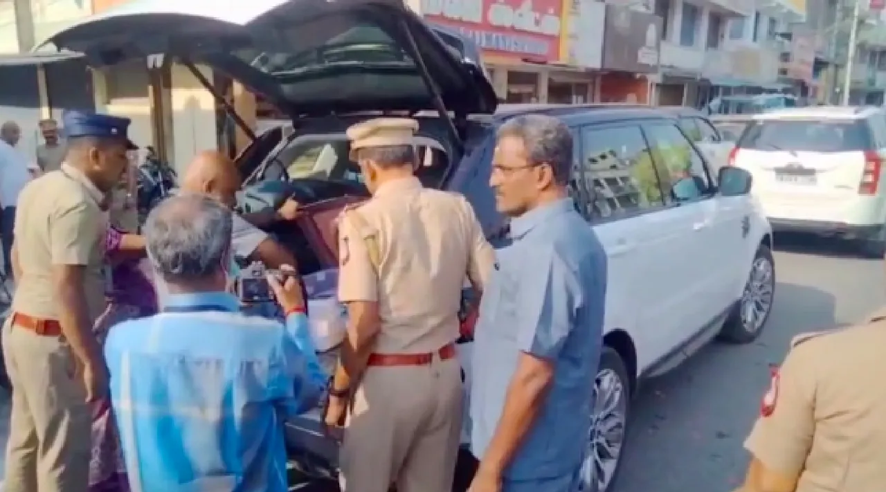 Coimbatore TN Minister TRP Raja car searched by election flying squad Tamil News 