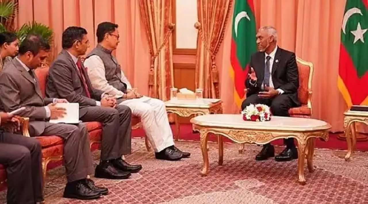 maldives president with indian officials