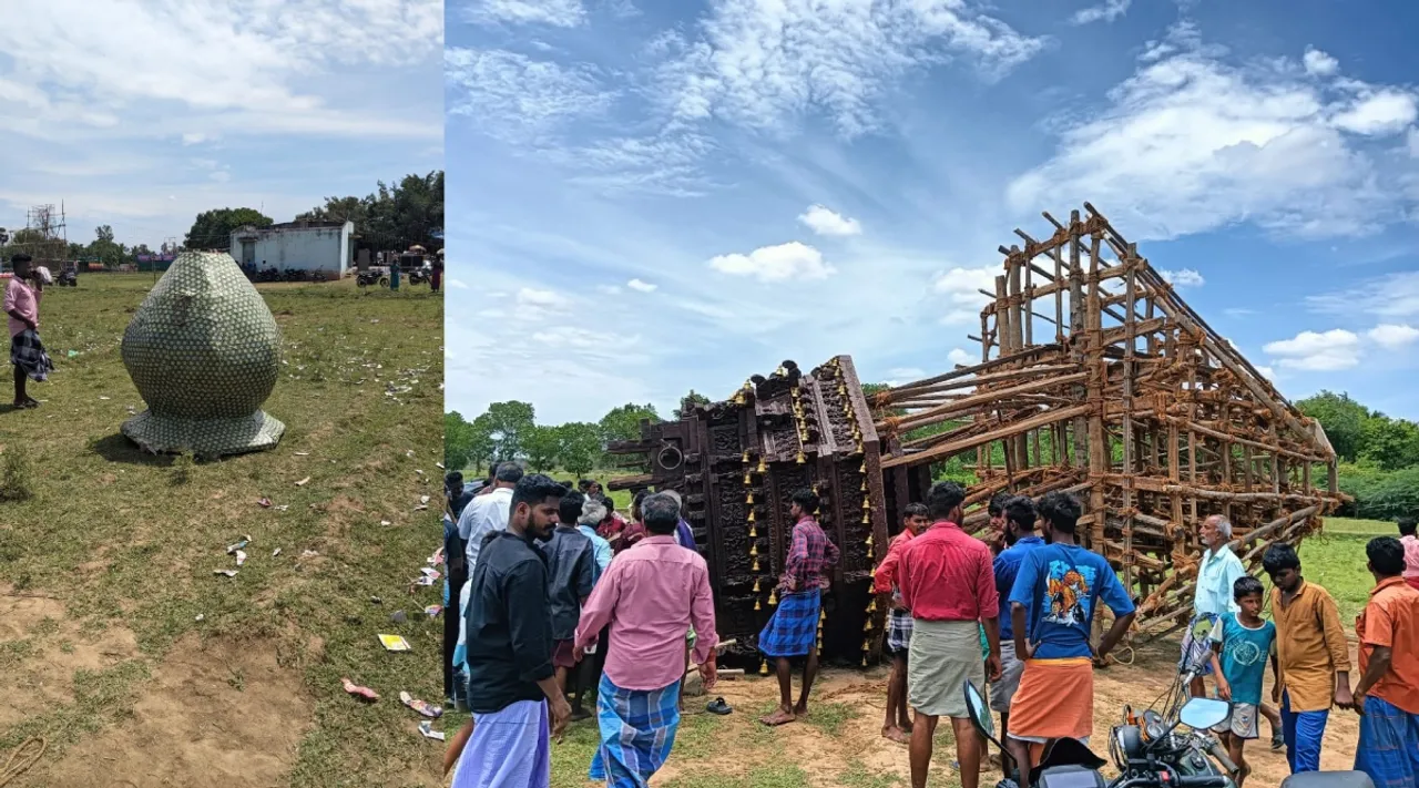 Pudukkottai Aranthangi Sri Muthumariamman temple chariot broke off man dies 6 injured Tamil News 