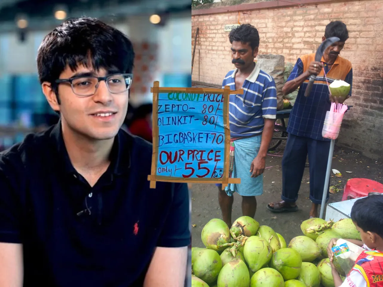 Bengaluru coconut vendor's 'only Rs 55' ad challenges Zepto, Blinkit