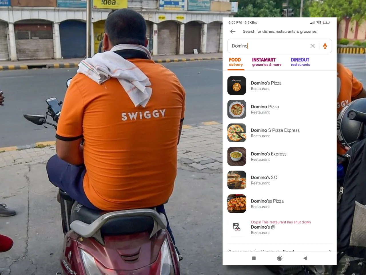 Fake Domino's Pizza outlets on Swiggy